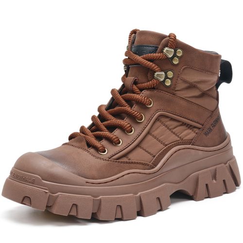 Mens Chunky Rugged Paneled Boots with Reinforced Toe Cap
