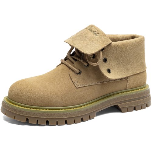 Mens Chunky Sole Turnover Collar Suede Ankle Boots
