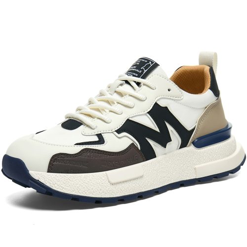 Mens Color Block M Letter Overlays Soft Sole Sneakers