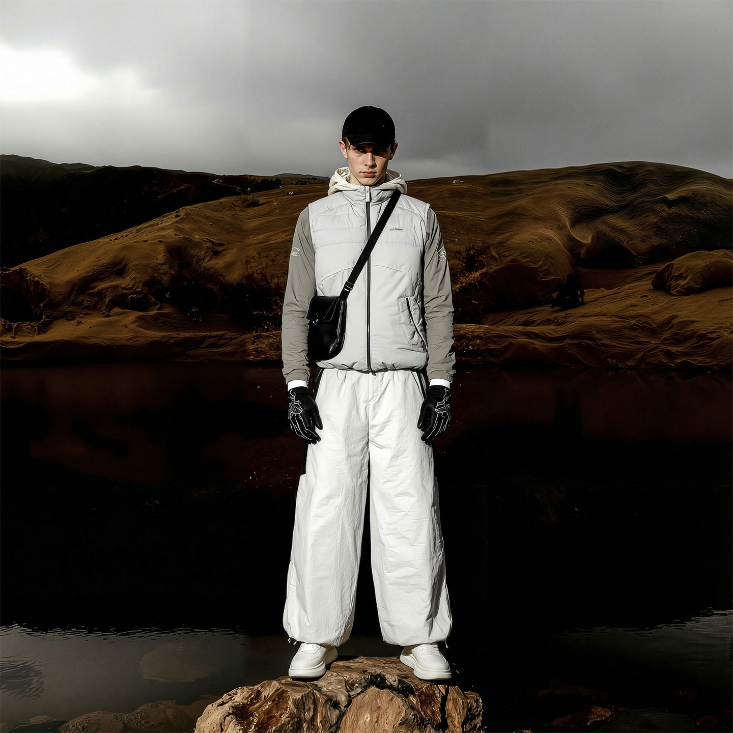 Mens Color Blocking Leather Paneled Foam Chunky Sole Low Top Skate Shoes - Image 6