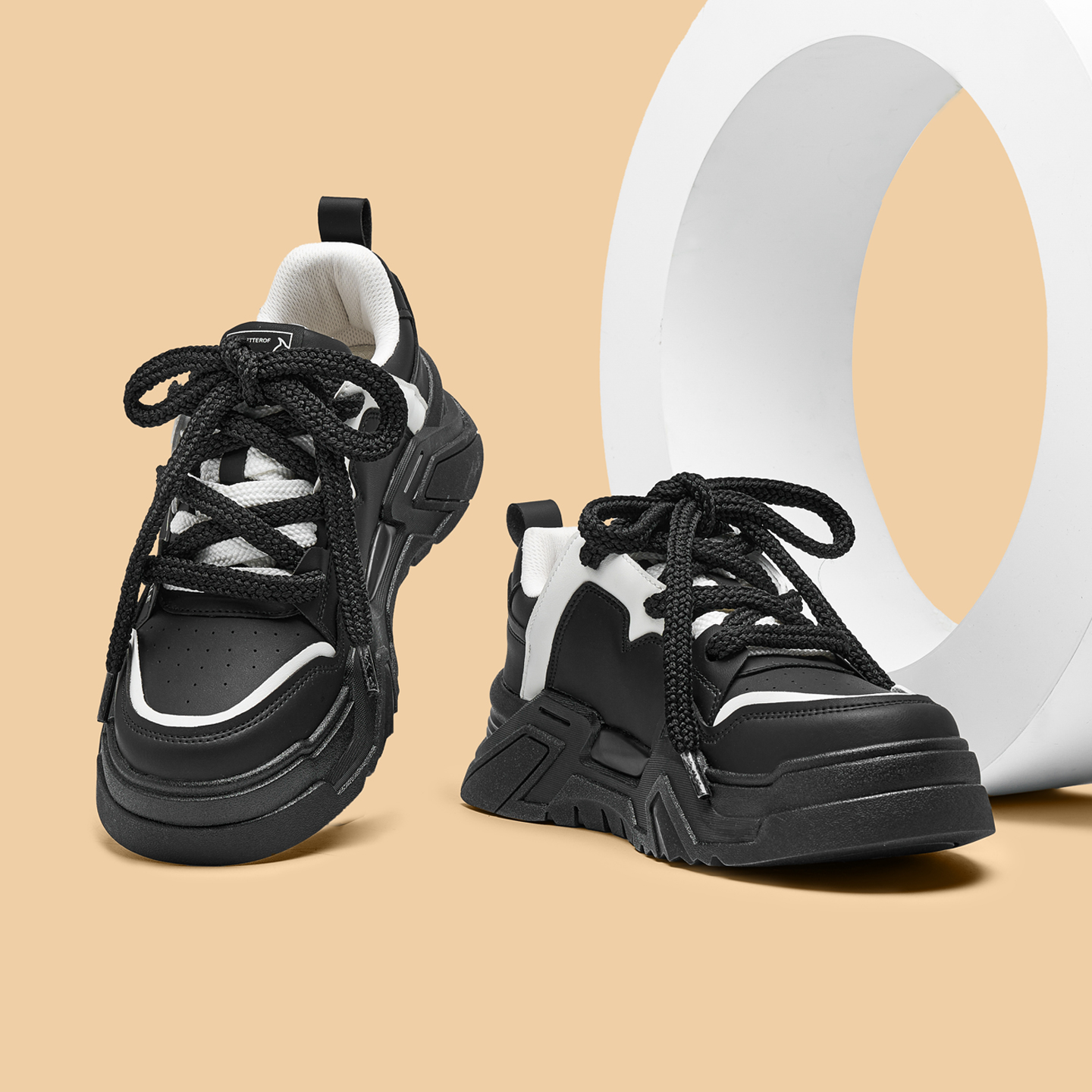 Mens Color Blocking Tactical Platform Sneakers with Double Laces - Image 9