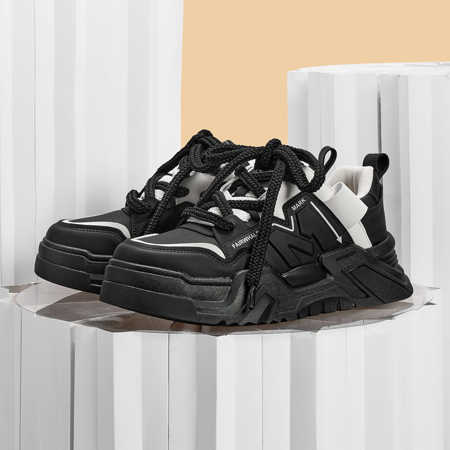 Mens Color Blocking Tactical Platform Sneakers with Double Laces - Image 8