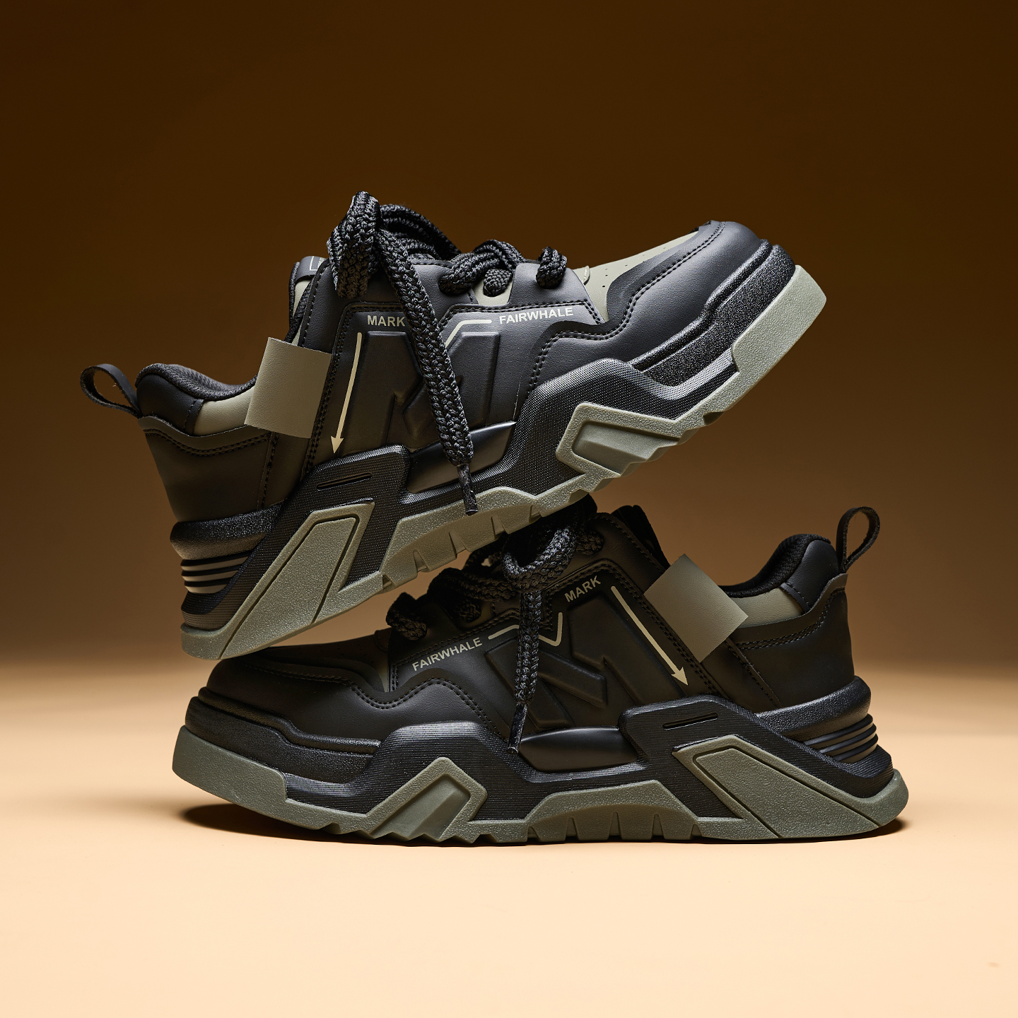Mens Color Blocking Tactical Platform Sneakers with Double Laces - Image 6