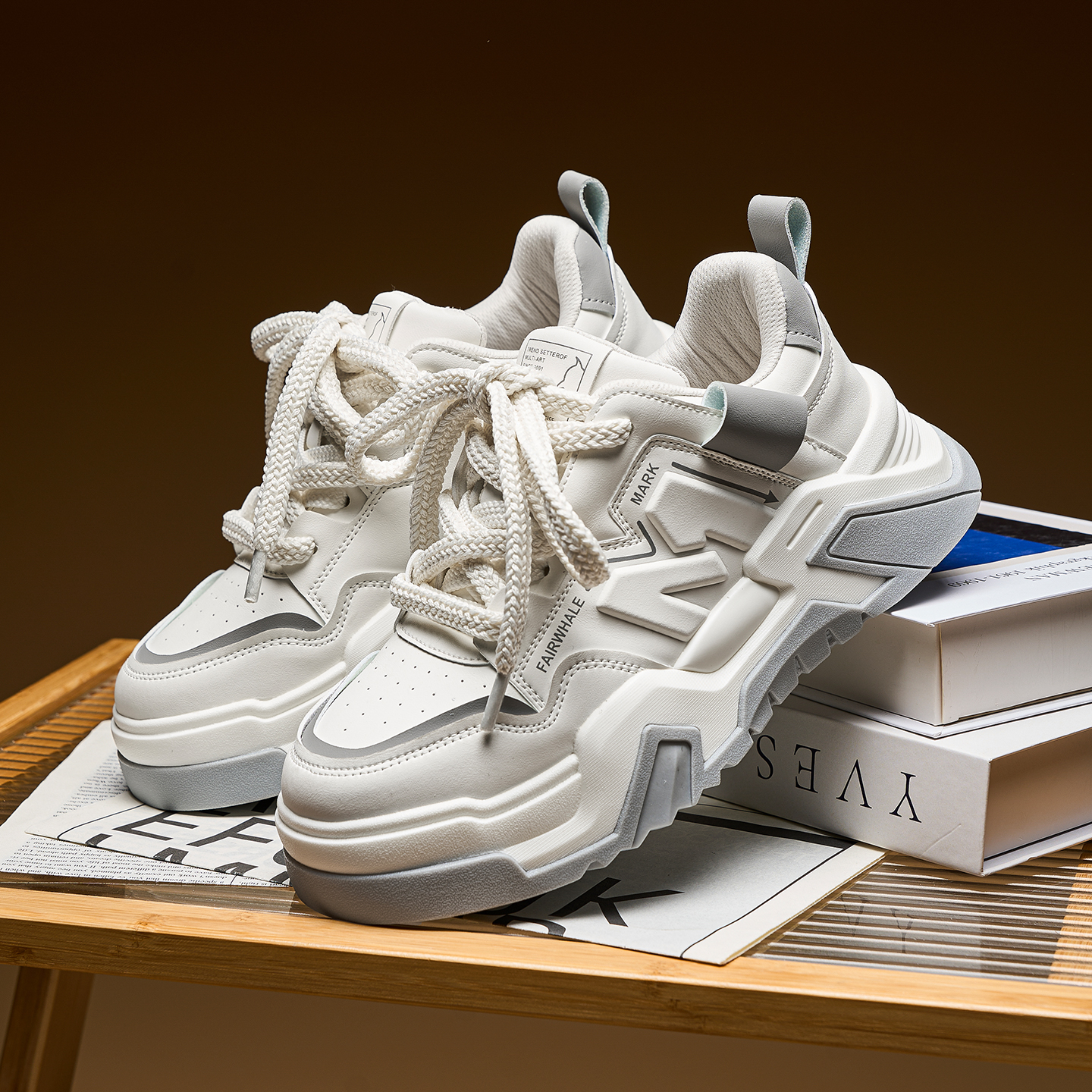 Mens Color Blocking Tactical Platform Sneakers with Double Laces - Image 4