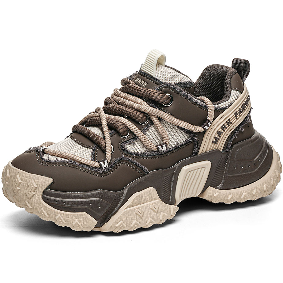 Mens Colorblock Mesh Leather Patchwork Frayed Edge Multi Strap Sneakers - Image 3