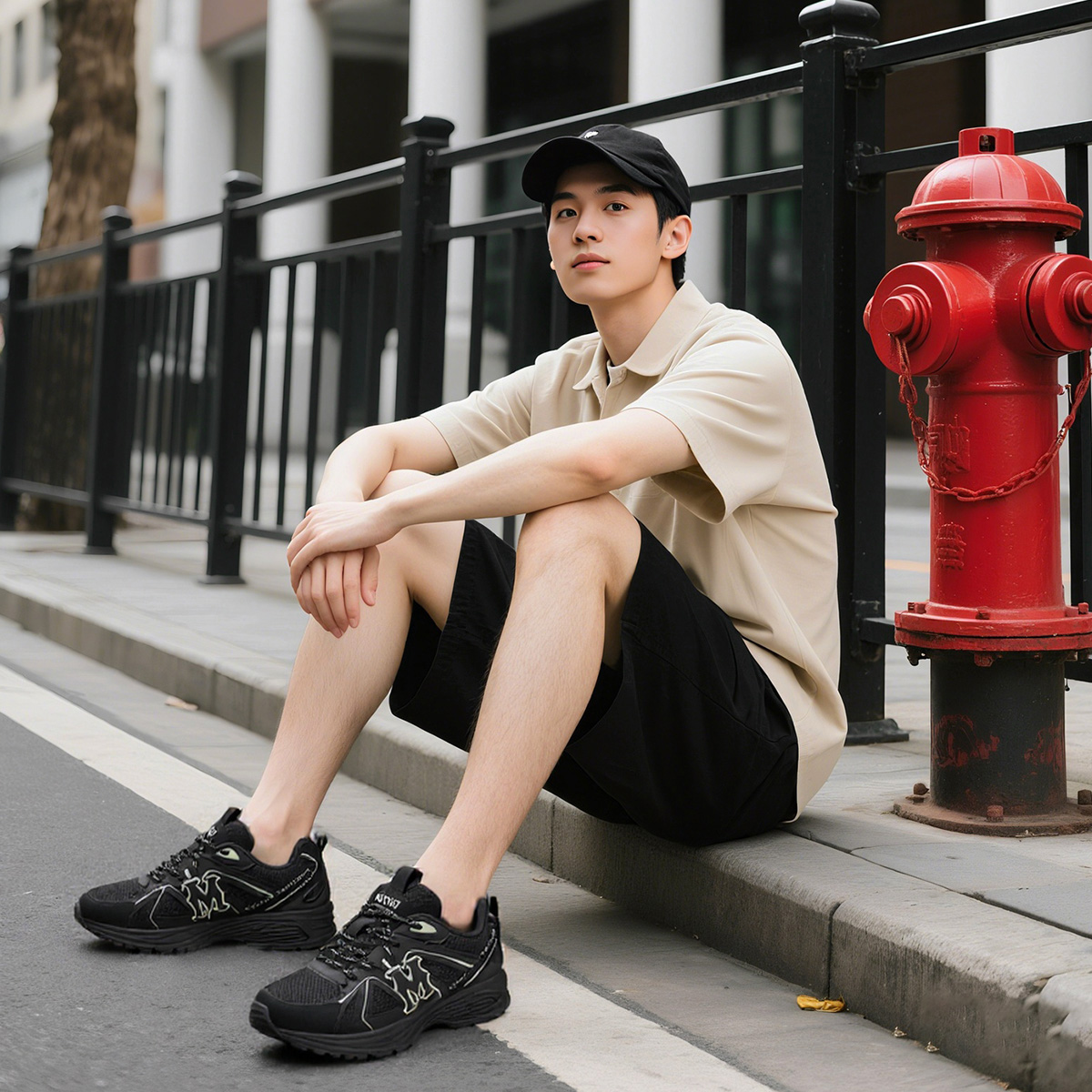 Mens Mesh Panel Breathable Sneakers Featuring M Graphic Embellishment - Image 5