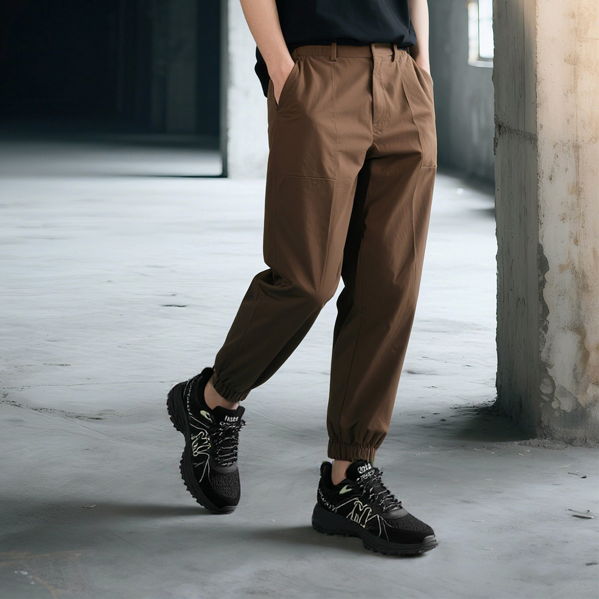 Mens Mesh Panel Breathable Sneakers Featuring M Graphic Embellishment - Image 7