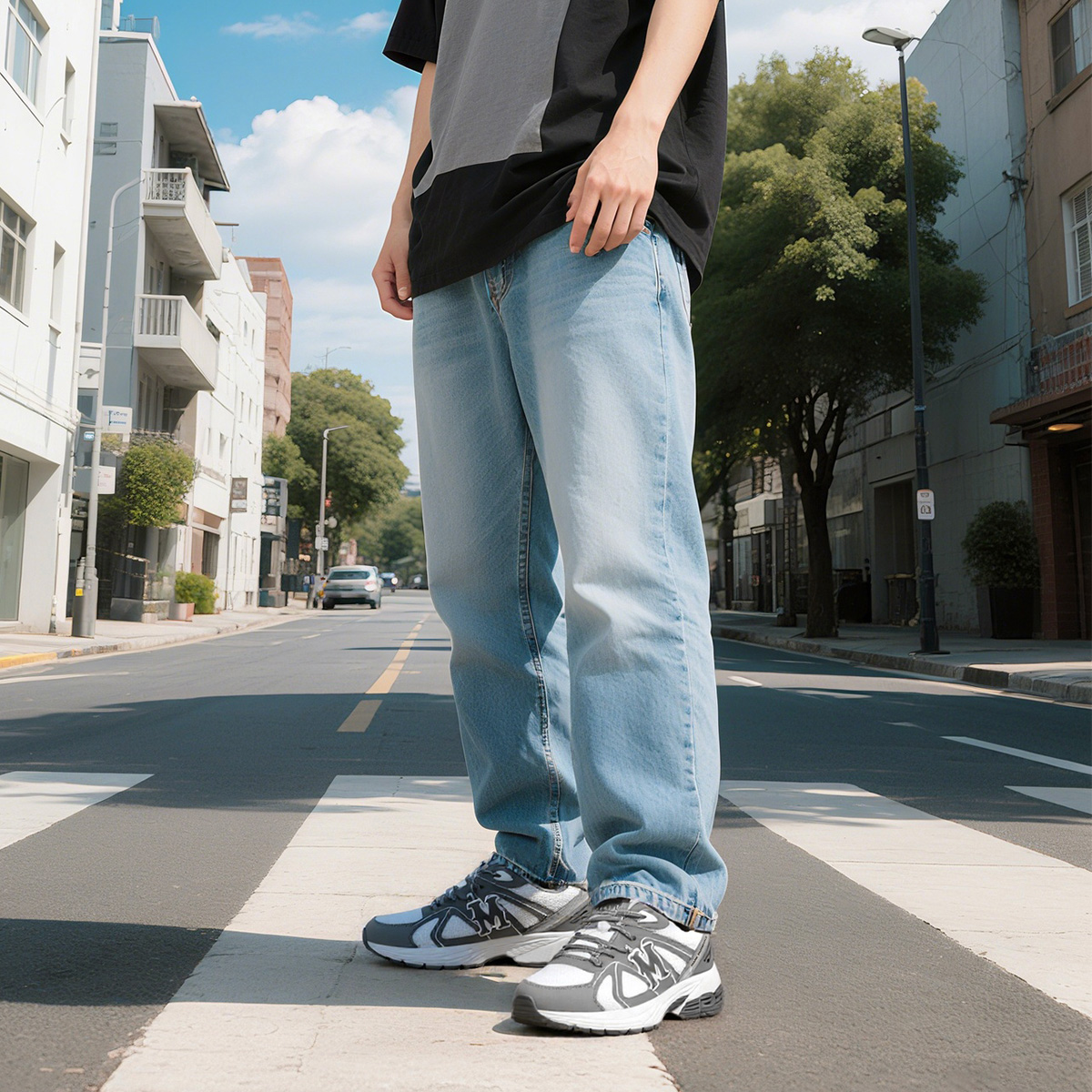 Mens Mesh Panel Breathable Sneakers Featuring M Graphic Embellishment - Image 16