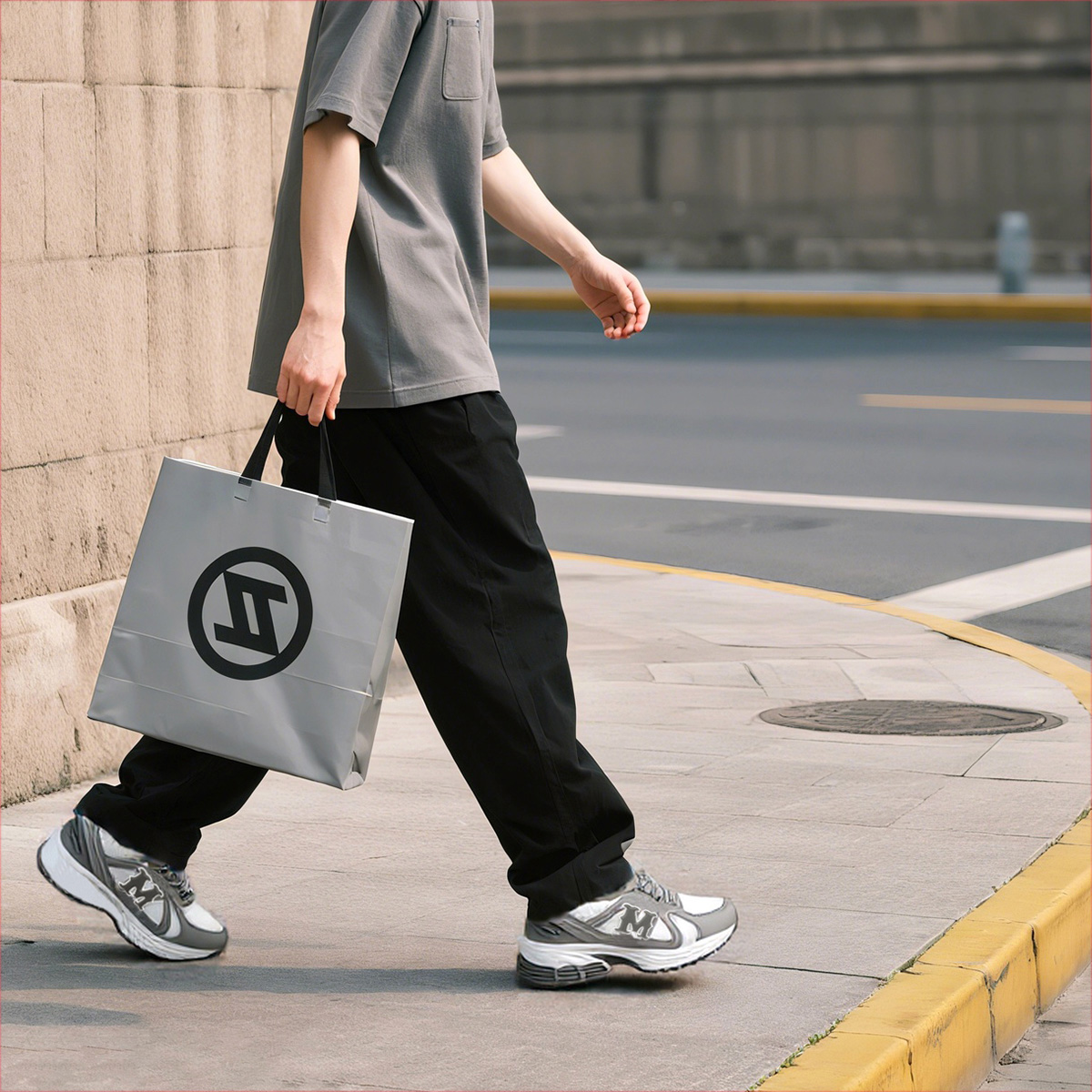 Mens Mesh Panel Breathable Sneakers Featuring M Graphic Embellishment - Image 15