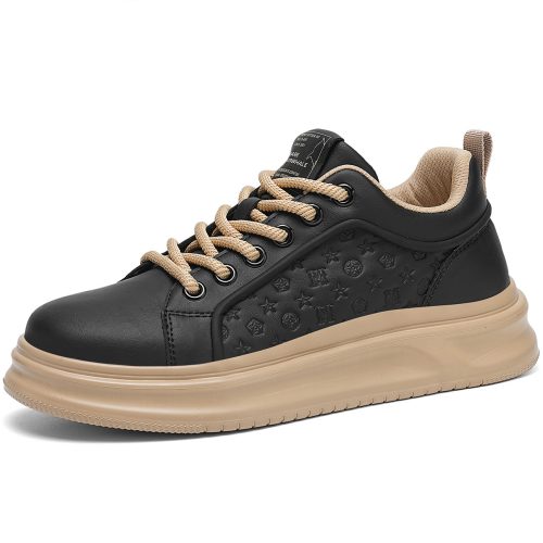 Mens Platform Fabric Lined Skate Shoes with Embossed Detailing
