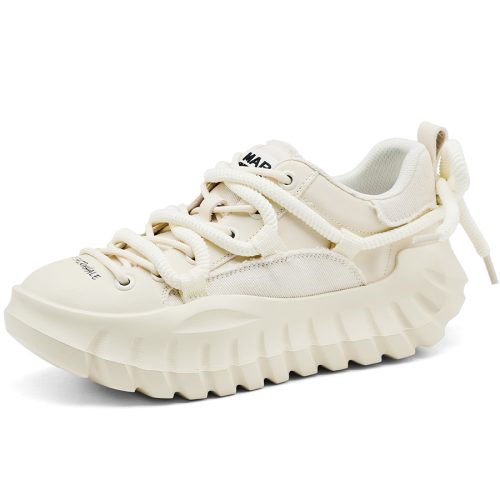 Mens Platform Spliced Chunky Sneakers with Multi Strap Lacing