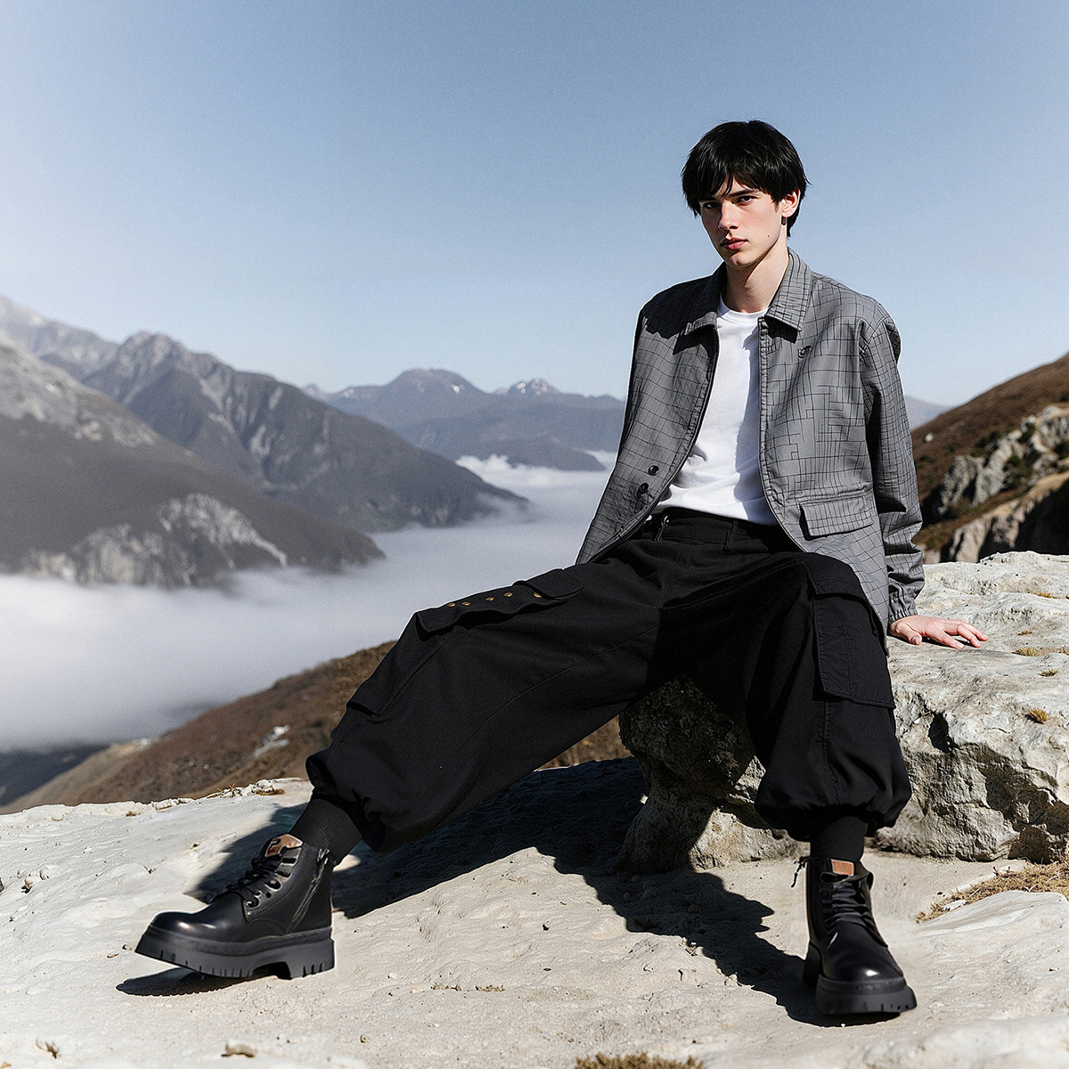 Mens Solid Color Retro Leather Boots with Side Pockets Decoration - Image 8