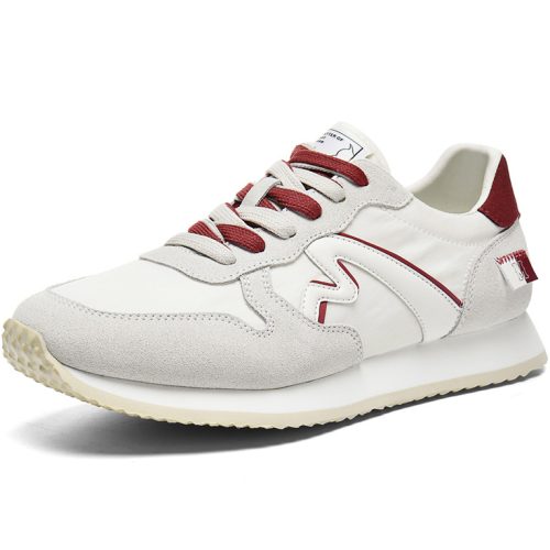 Mens Suede and Fabric Patchwork Platform Running Sneakers with Lug Outsole