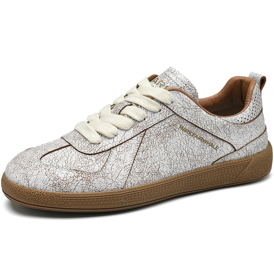 Mens Vintage Cracked Texture Leather T Toe Gum Sole Skate Shoes - Image 2