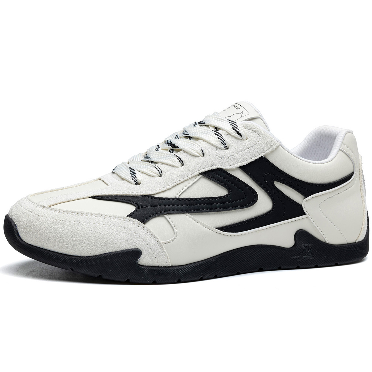 Suede Mix Streamline Accent Low Top Casual Skate Shoes with Contrast Details - Image 2