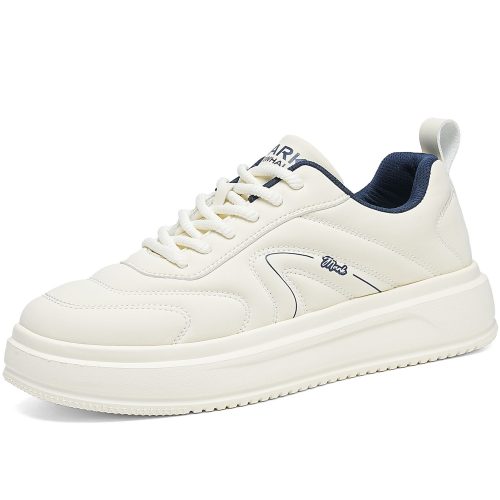 Synthetic Leather Stitched Chunky Platform White Shoes